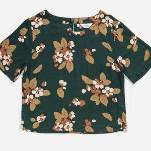 Bridge & Burn Leona Shirt in Forest Floral Print, green, pink, boxy, medium, M